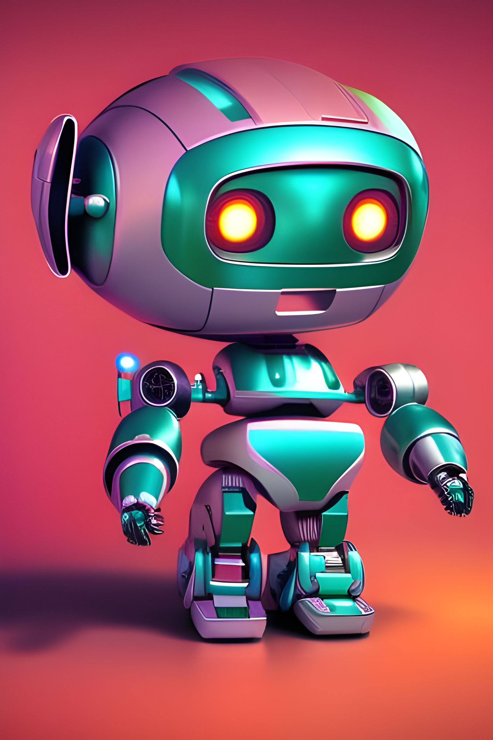 Cute Chibi Robot in 80s Style