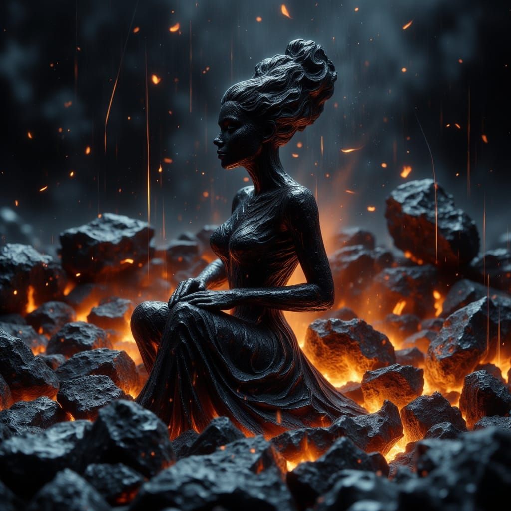 Obsidian Queen Figurine Emerges From Fiery Ashes