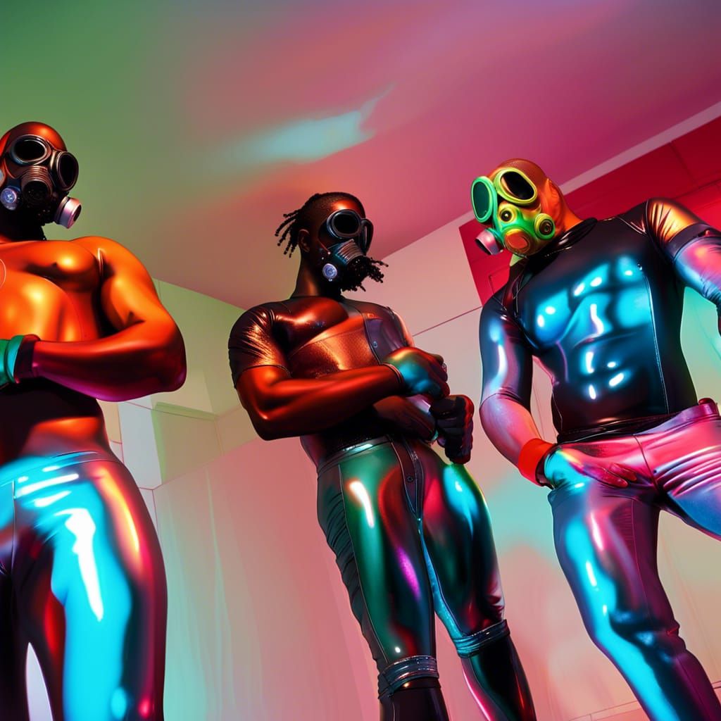 Neon Club Photo: Men in Latex Suits