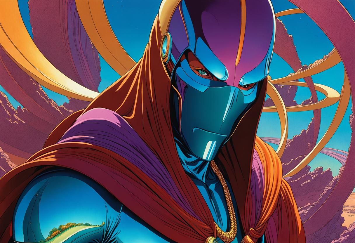 Armored Alien on Mobius Strip in Hyperrealistic Style