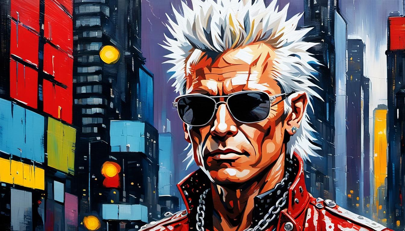 Rock Star in Rain: Pop Art Watercolor Portrait