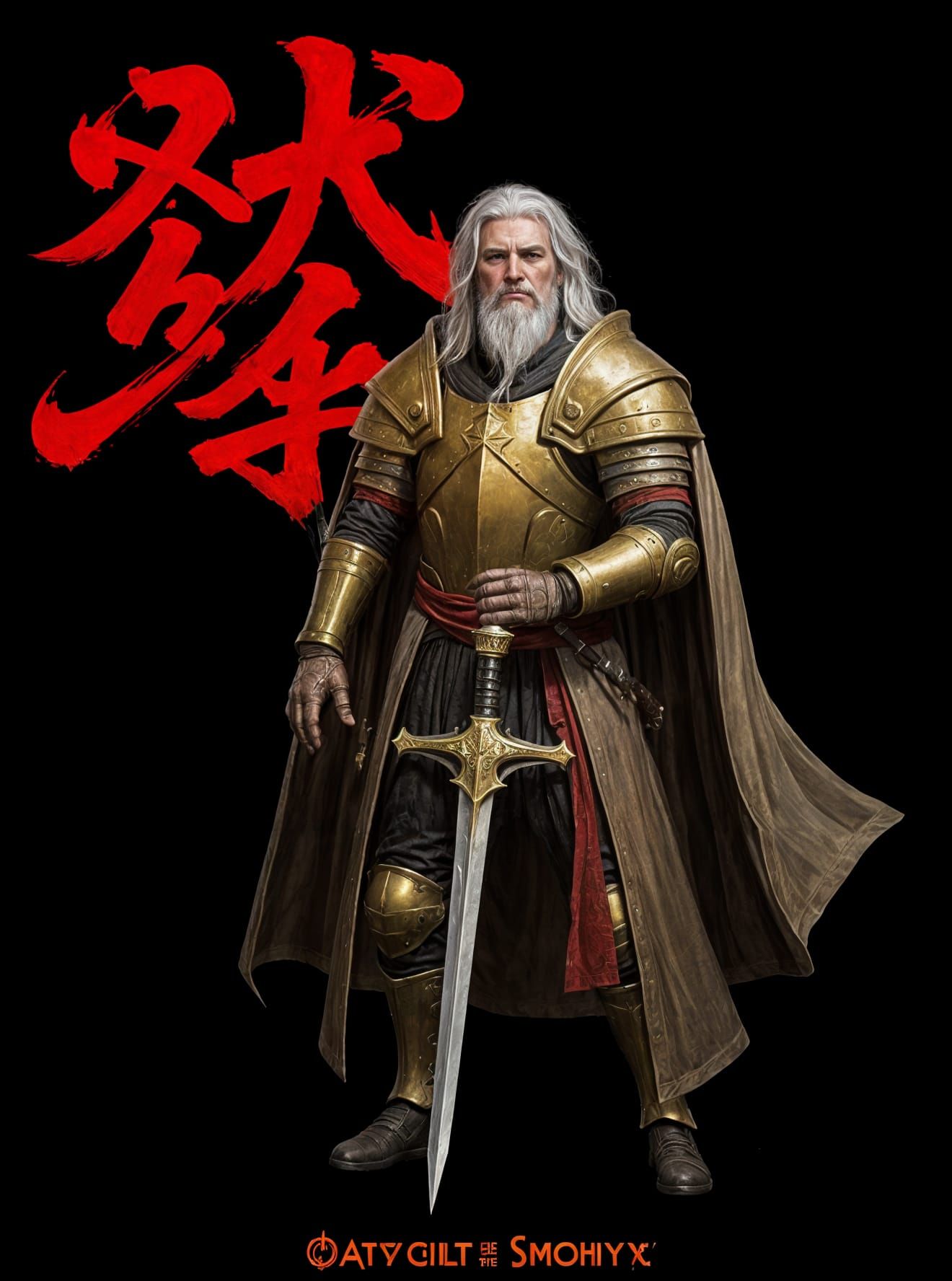 Mystical Knight with Sword in Dark Fantasy Style