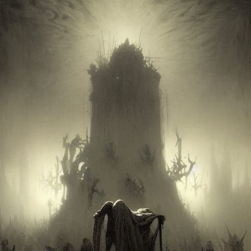 Gothic Horror Scene in Doré Style