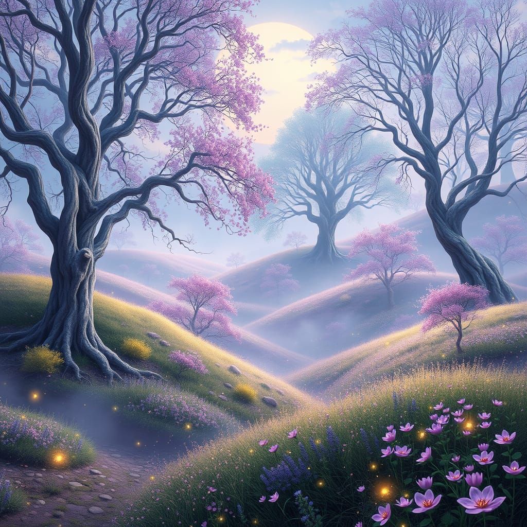 Ethereal Fantasy Realm in Lavender Hues