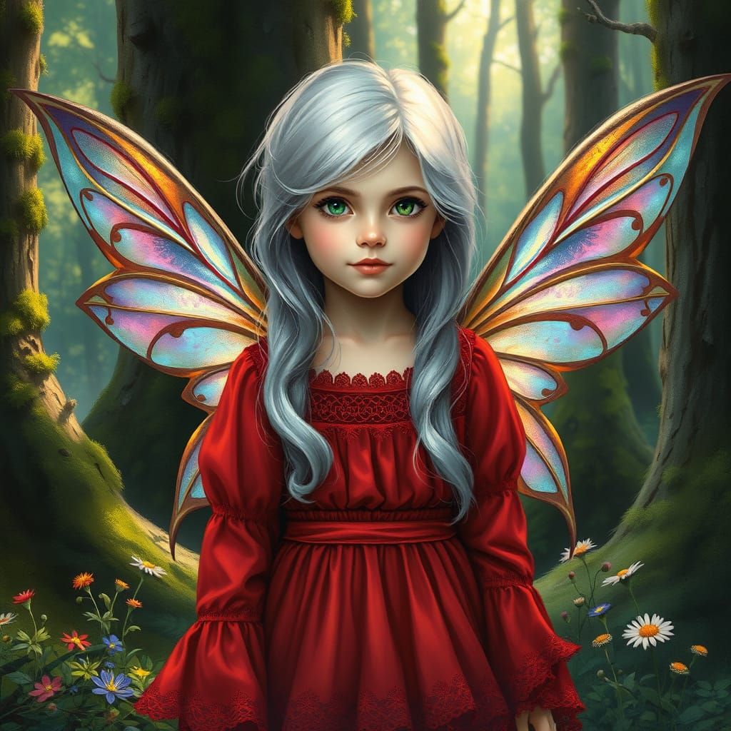 Whimsical Girl in Forest Wonderland