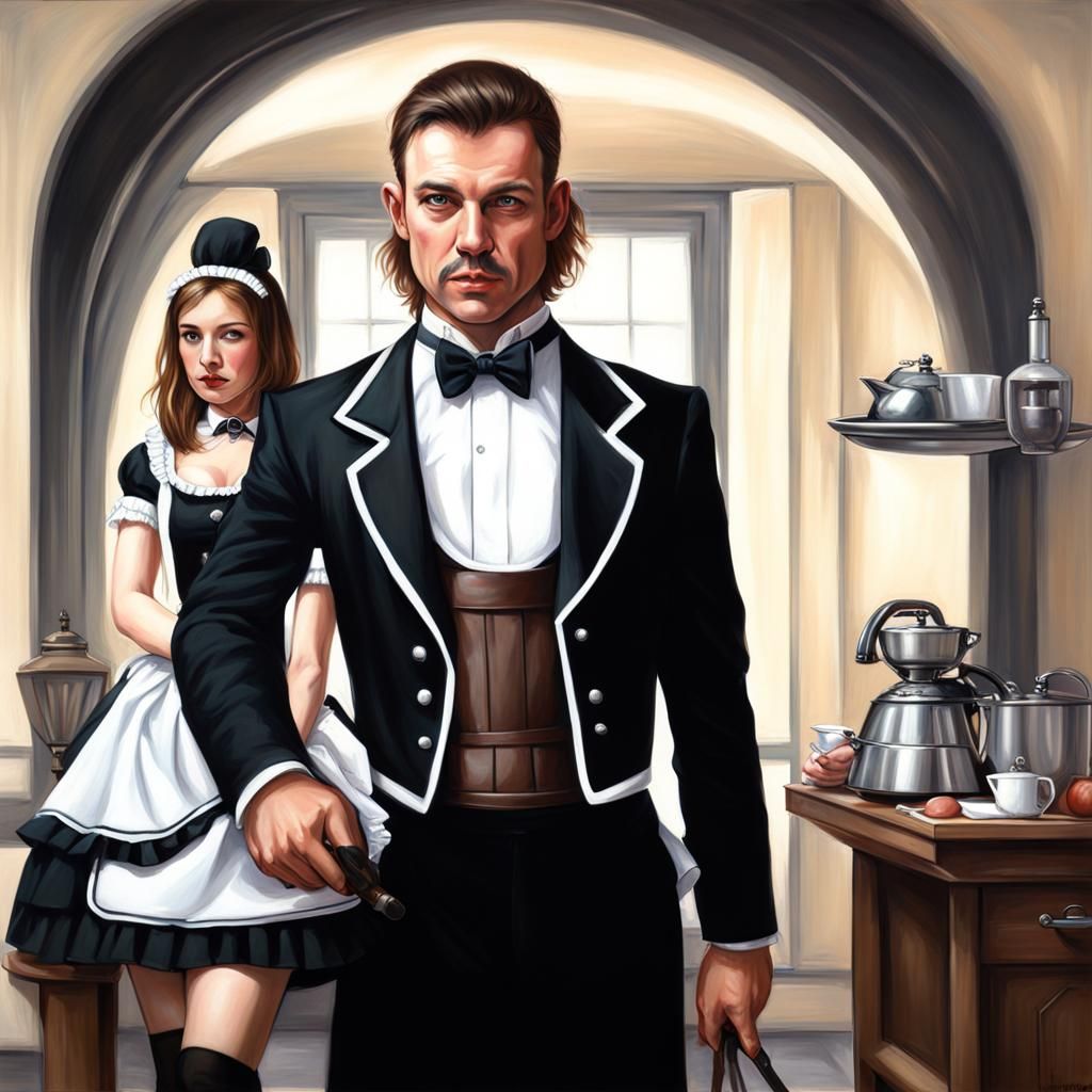 Sci-Fi Butler and Maid: Realistic Painting