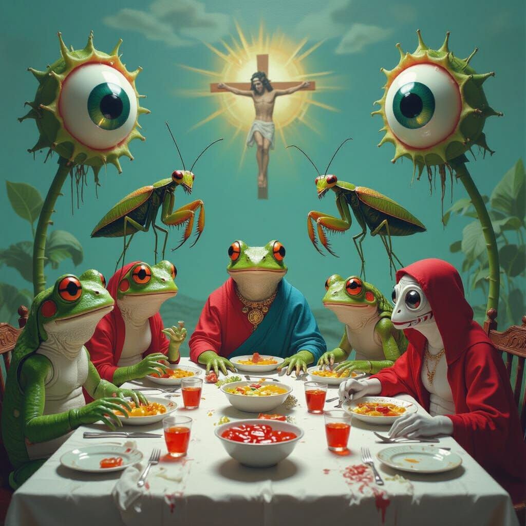 Surreal Last Supper with Mutant Creatures