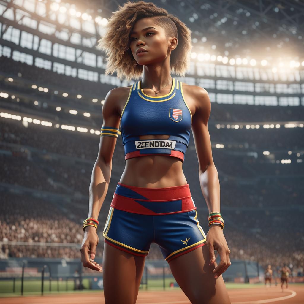 Zendaya in Track Uniform: 3D Game Cinematic Render