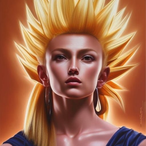 Beautiful Super Saiyan Woman in Caravaggio Style
