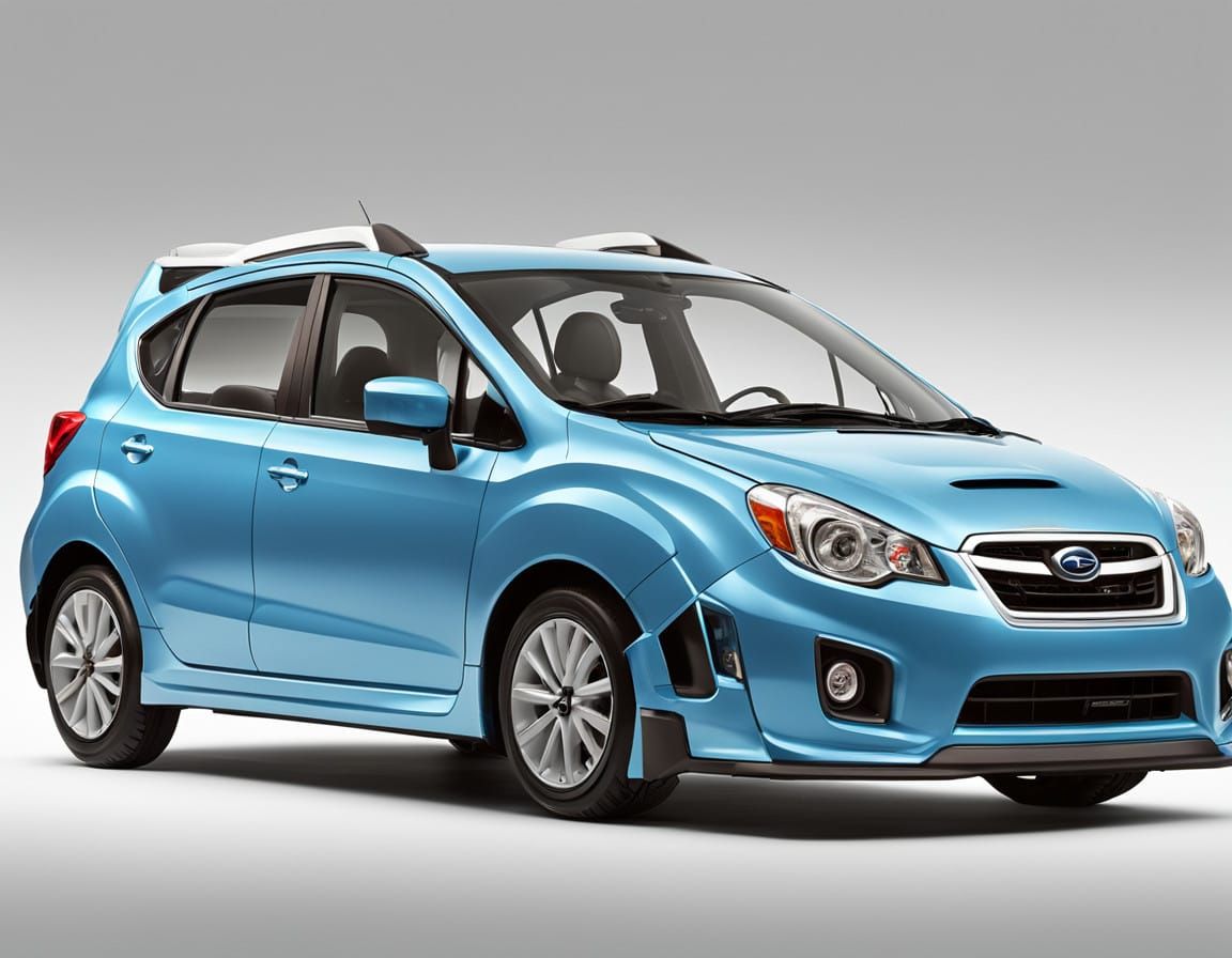 Sleek Sky Blue Subaru Agya Hatchback in Photorealistic Style
