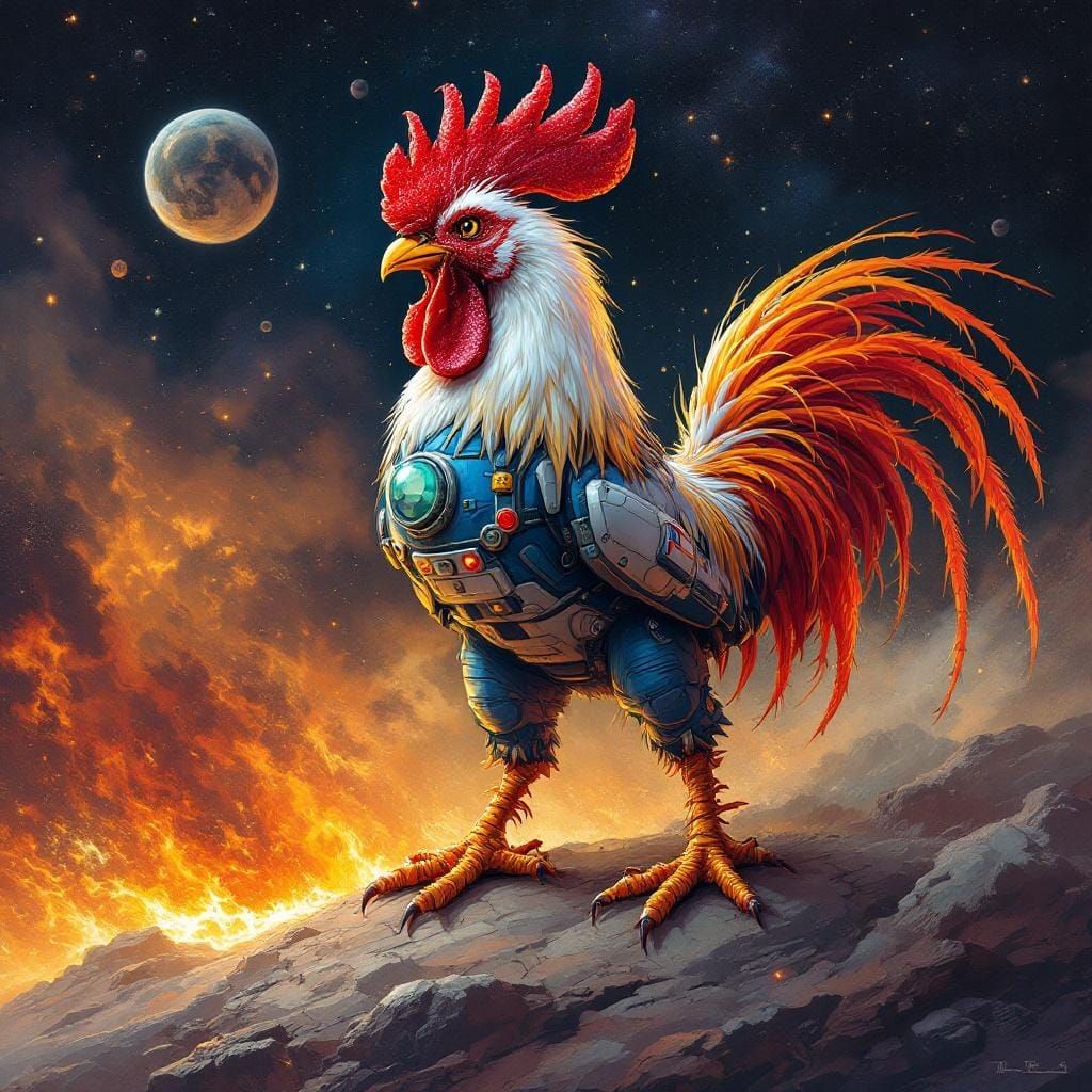 AI Rooster in Space