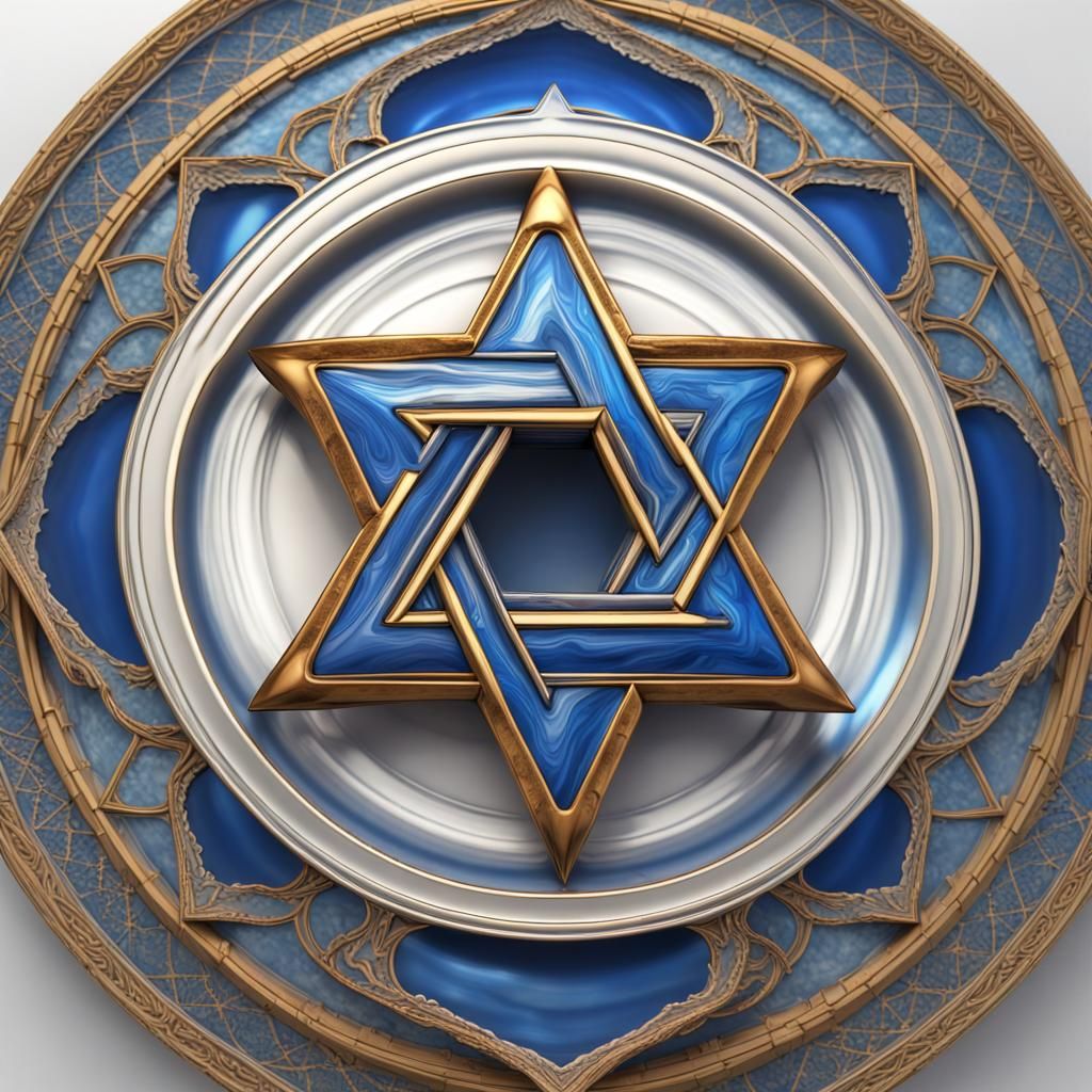 Blue Star of David on White: Sacred Art