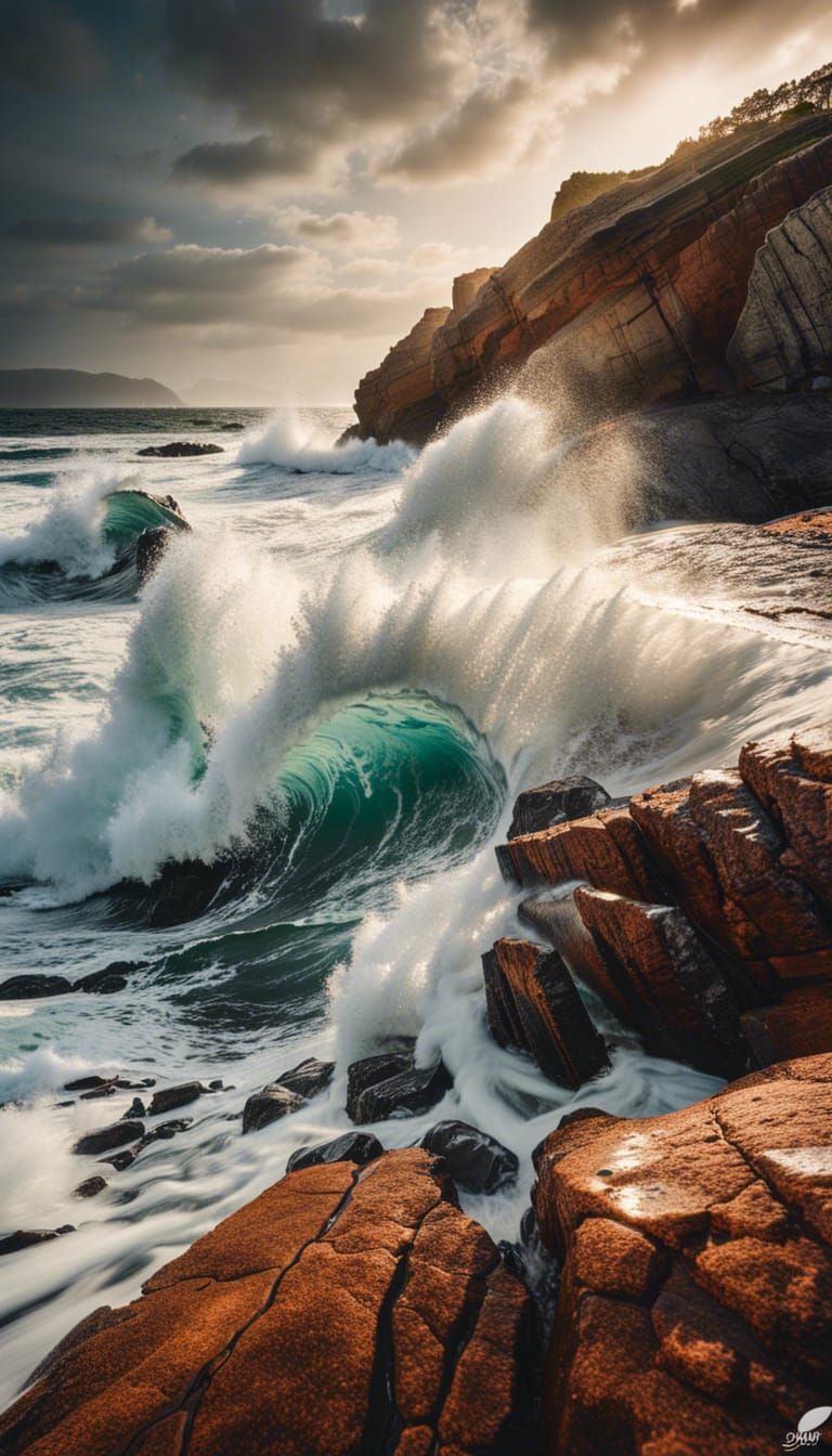 Crashing Waves on a Beach: Seascape Photography