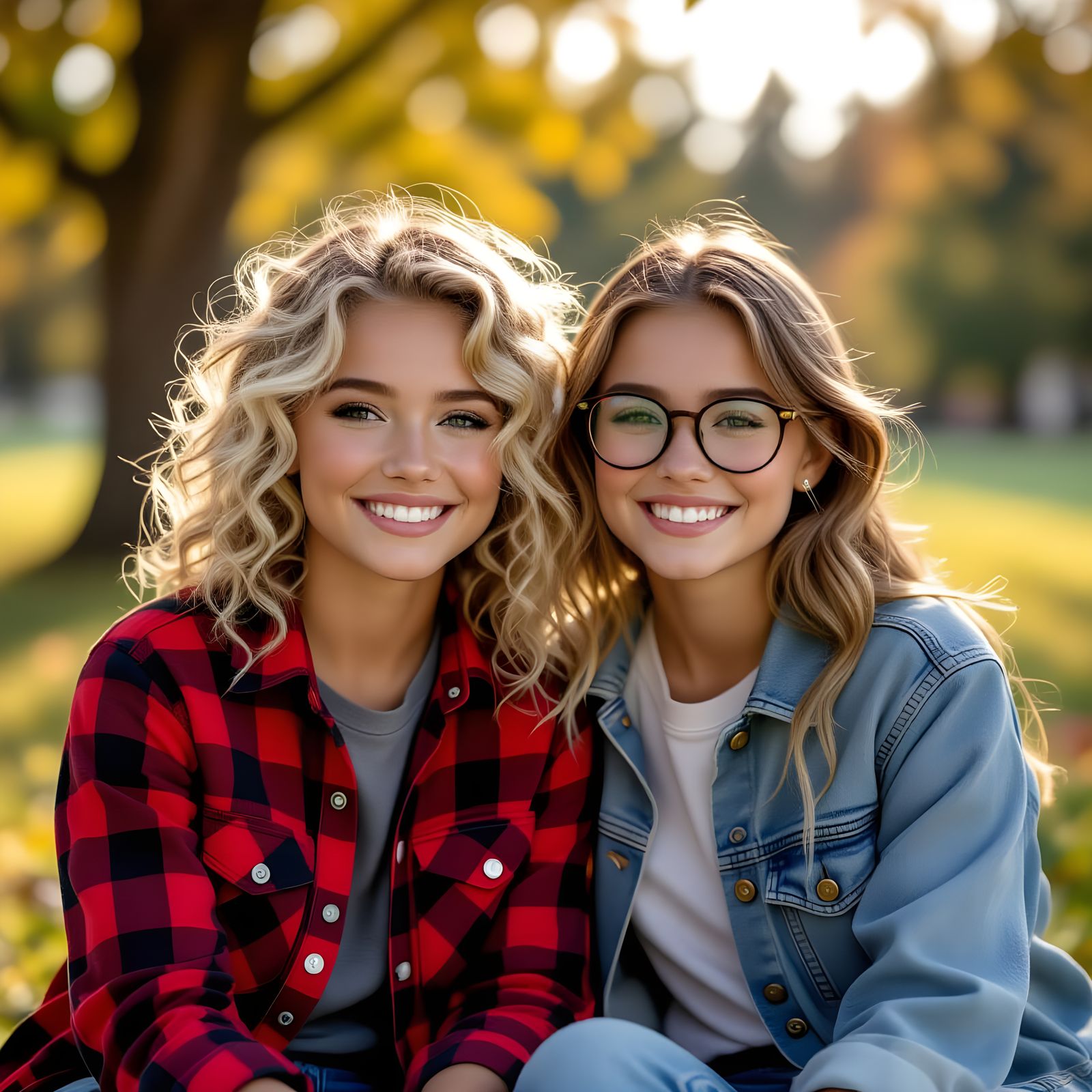 Two Girls Relaxing in a Park