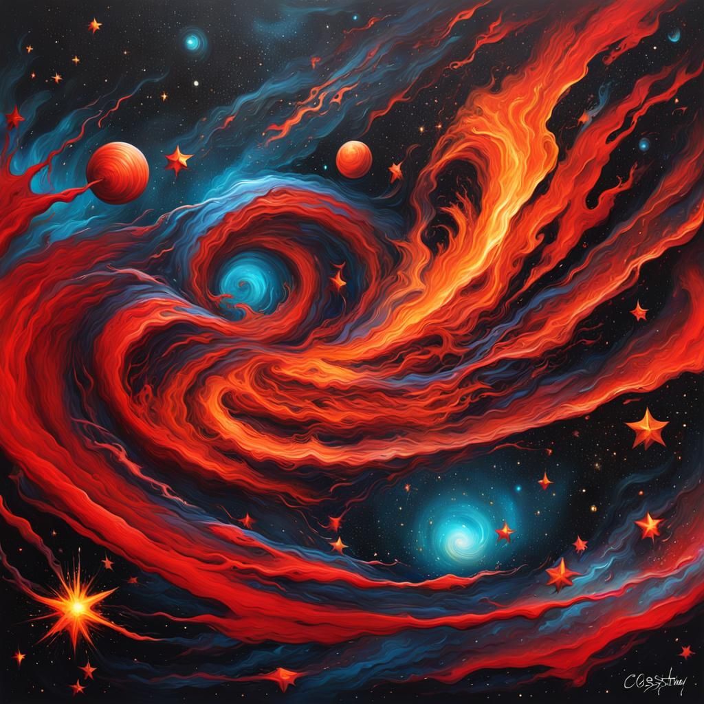 Celestial Cosmos: Swirling Stars in Graffiti Art
