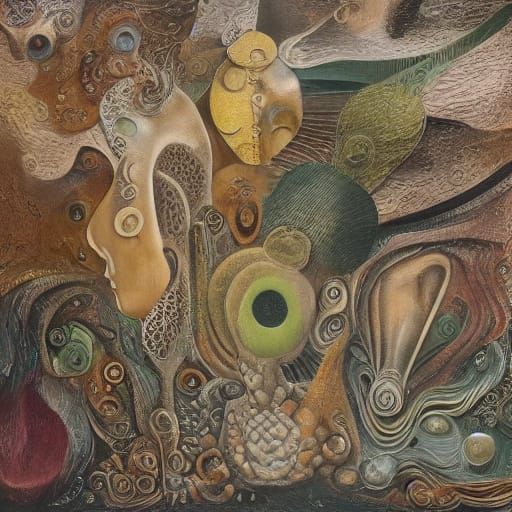 Dreamlike Biomorphic Landscape in Surrealist Style