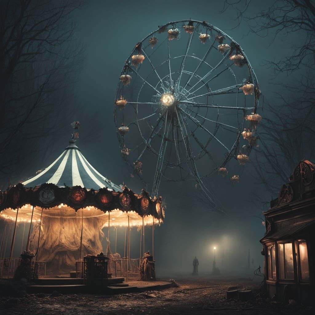 Abandoned Amusement Park in Dark Fantasy Style