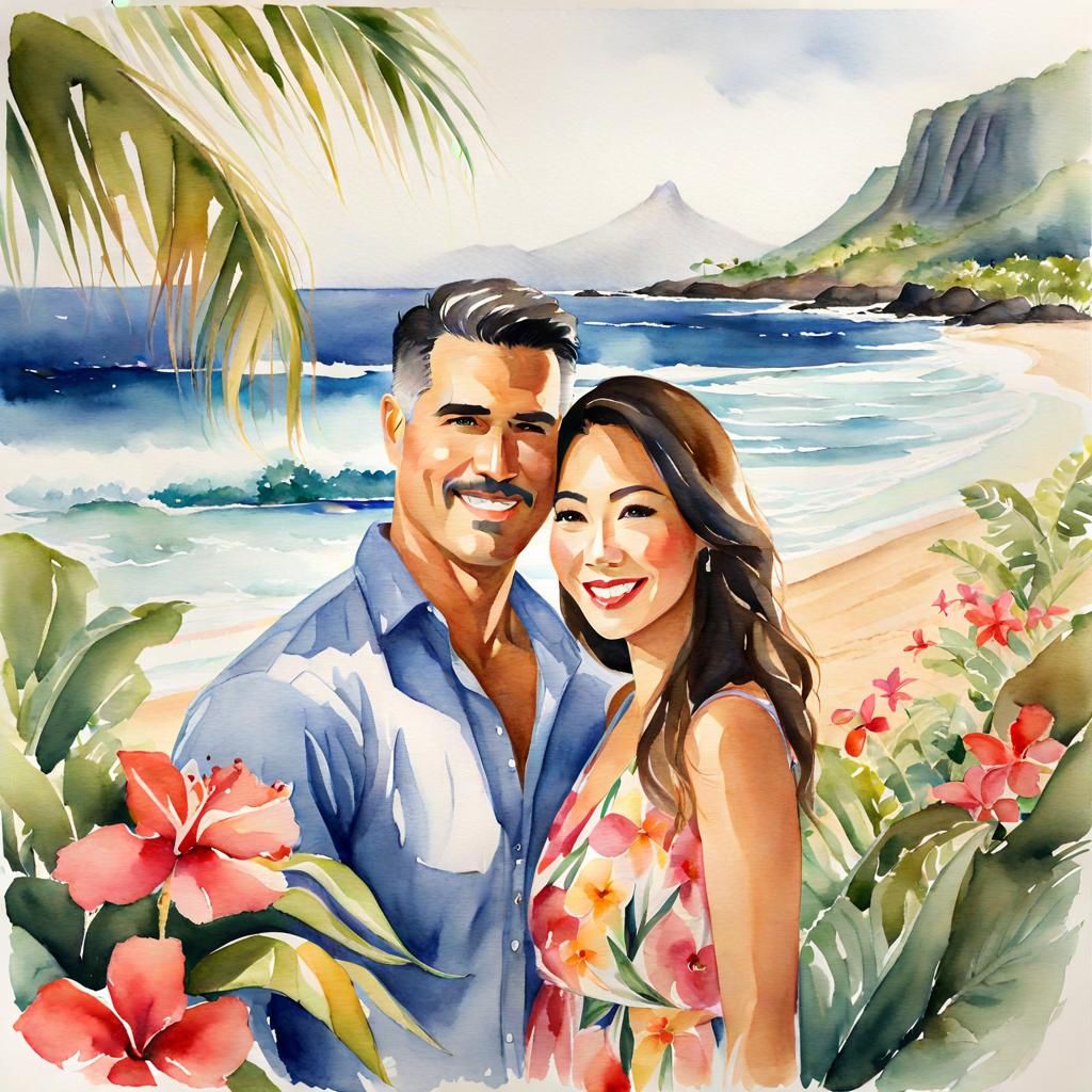 Portrait in Hawaii, watercolor