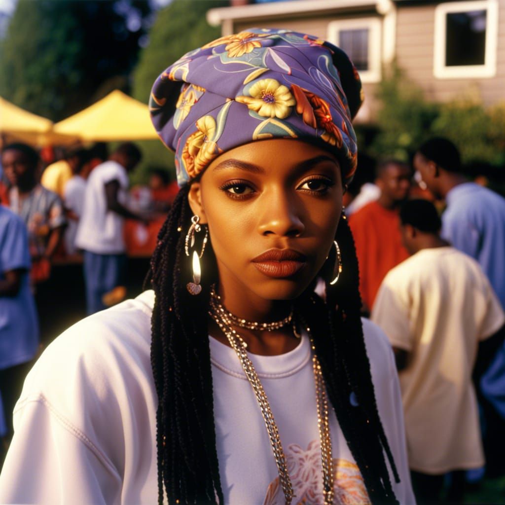 1995 Female Hip-Hop Artist at House Party - Hip-Hop Fashion. #2