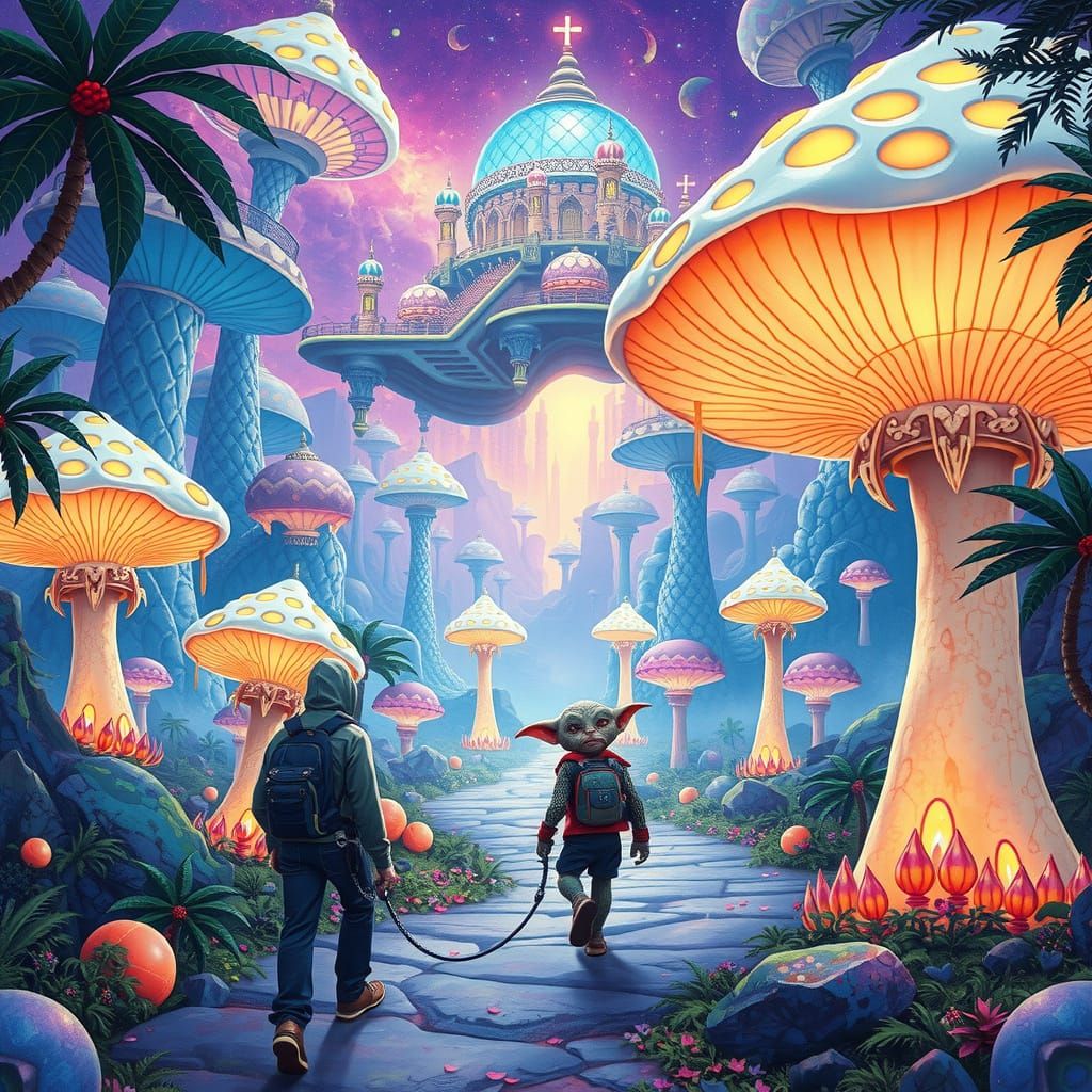 Fantasy Friends Explore Alien Jungle with Crystal Mushrooms