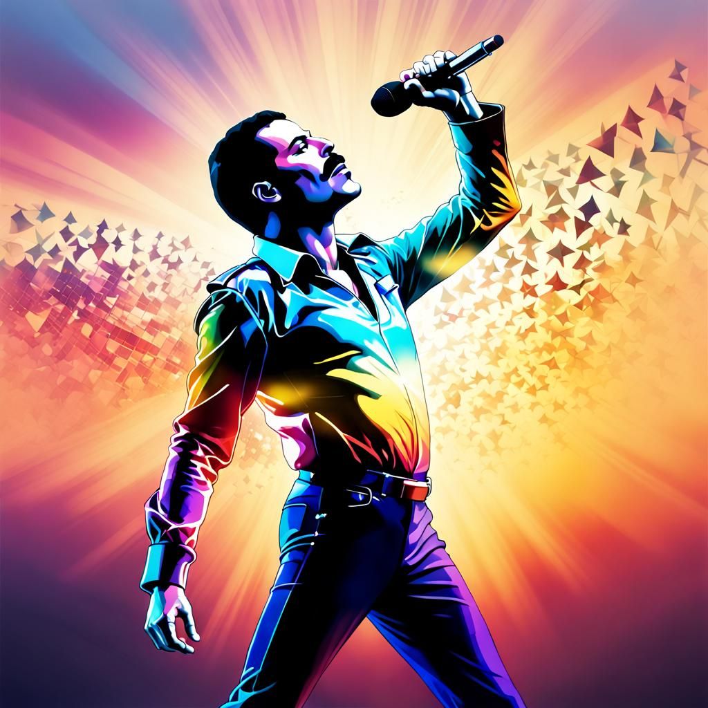 Freddie Mercury's Silhouette Celebrates Victory at Sunrise