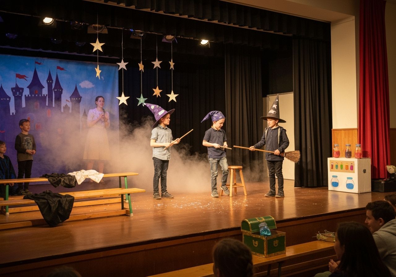 Impressionist Magic Academy Play in Warm Evening Light