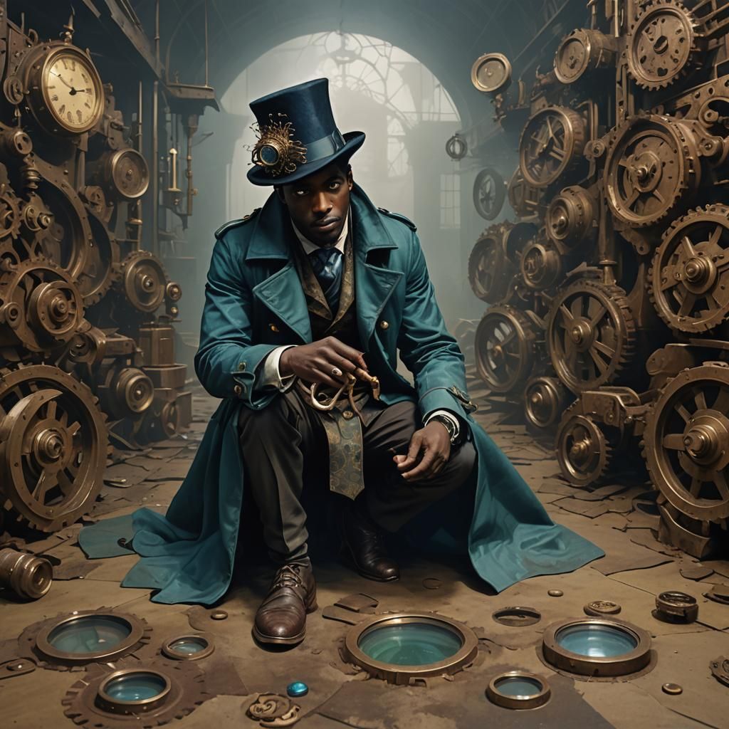 Steampunk Inspector Investigates Cogwheel Factory