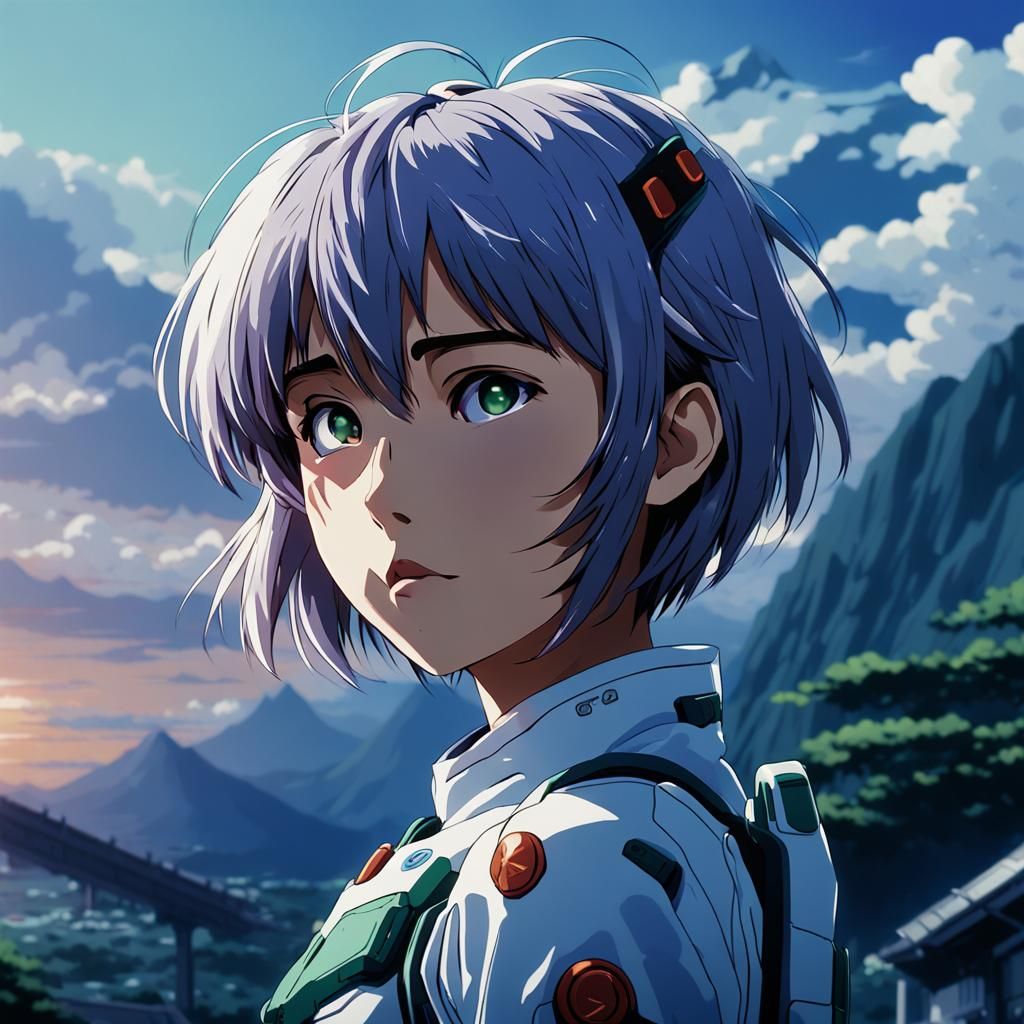 Ayanami Rei in Anime Key Visual Style