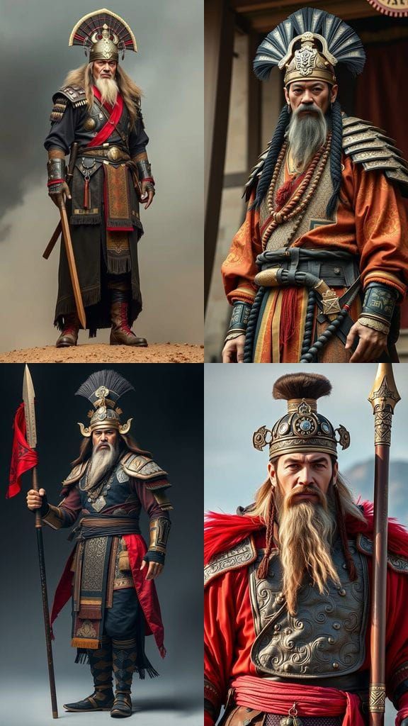 Glamorous Mongolian Warlord in Full Regalia