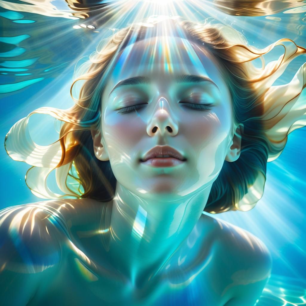 Ethereal Goddess Bathed in Aquatic Radiance