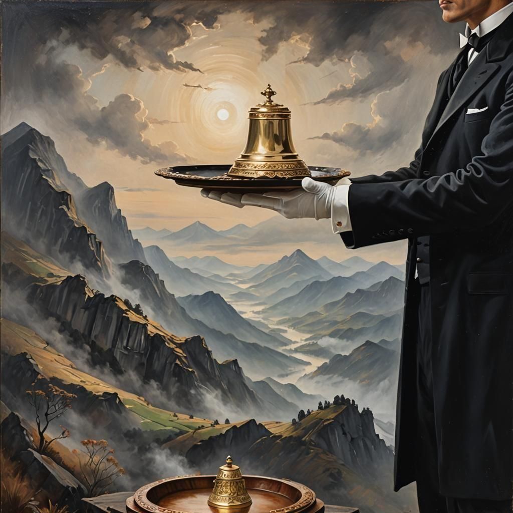 Surreal Butler on Mountain Peak with Silver Bell