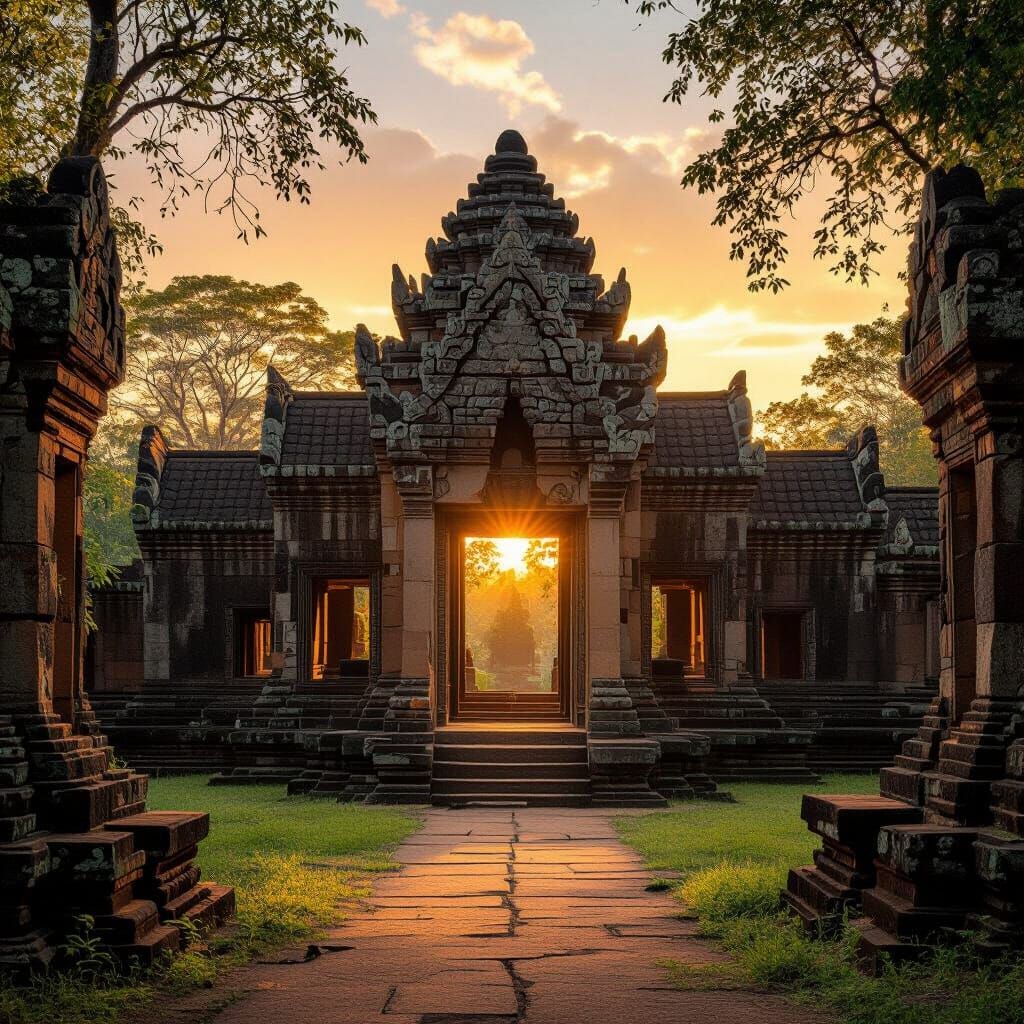 Majestic Ancient Temple at Golden Hour