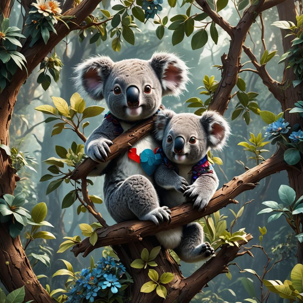 Cute Koala in Detailed Fantasy Art