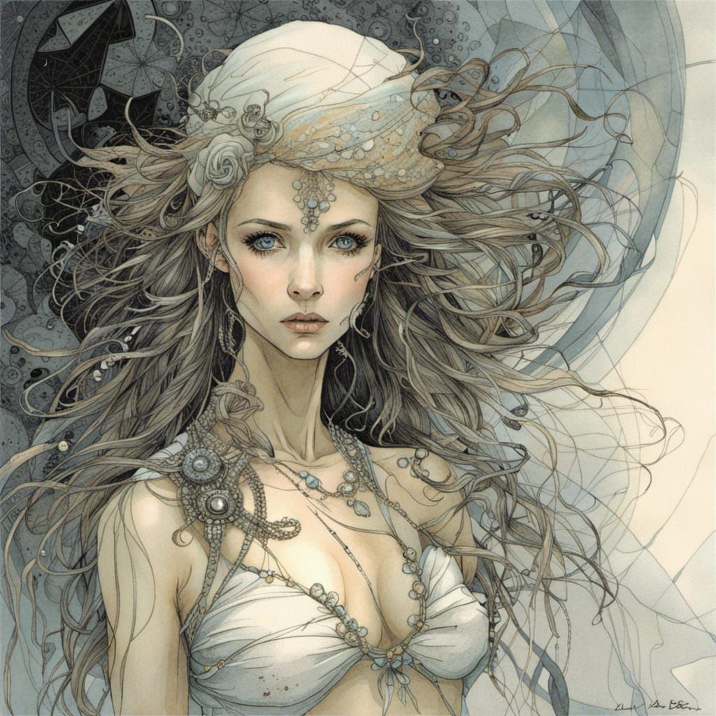 Ethereal Portrait in Mixed Artistic Styles