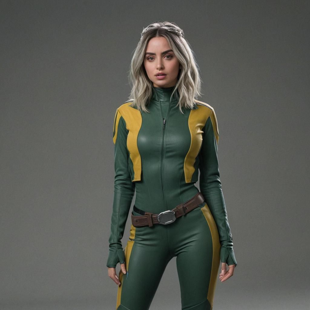 Ana de Armas as X-Men's Rogue in Hyperrealistic Style