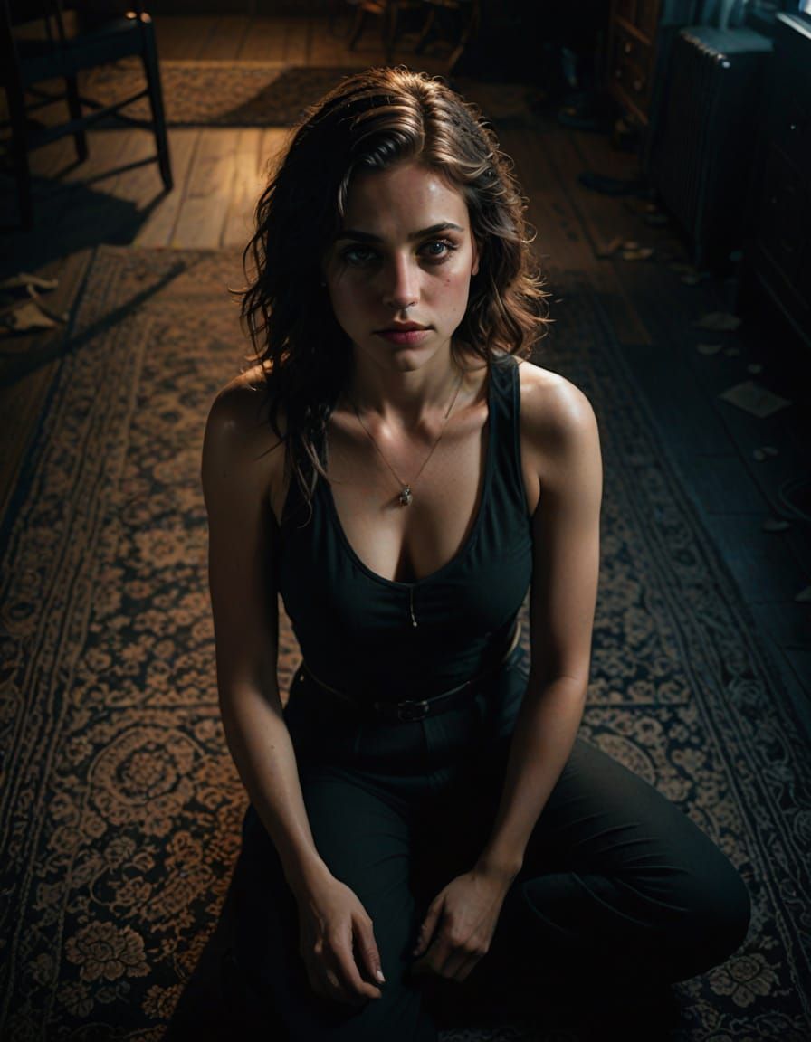 Mysterious Woman in Film Noir Style