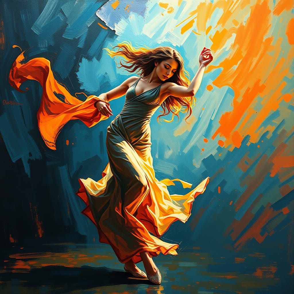 Graceful Dancer in Abstract Expressionist Style