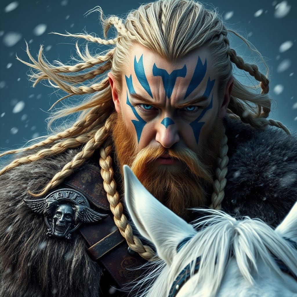 Viking Warrior in Fierce Battle Regalia