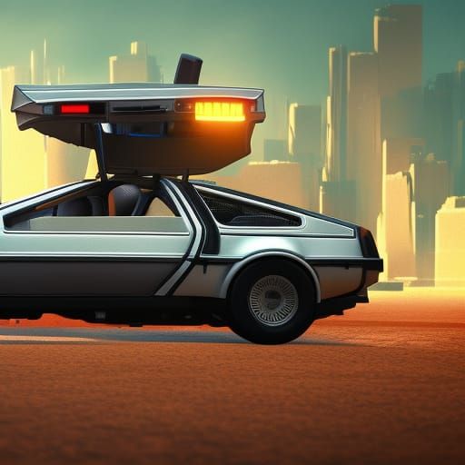 DeLorean Detailed Matte Painting in Deep Color