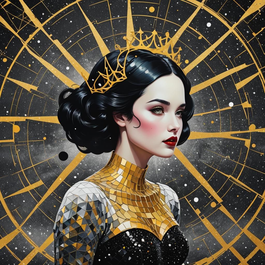 Snow White Space Mermaid in Pop Art Style