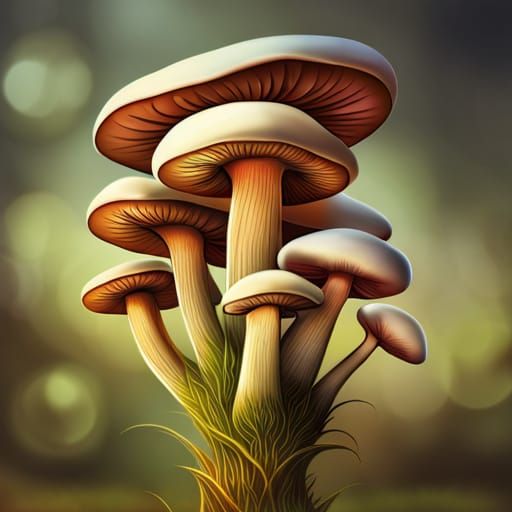 Detailed Mushrooms in an Epic Style