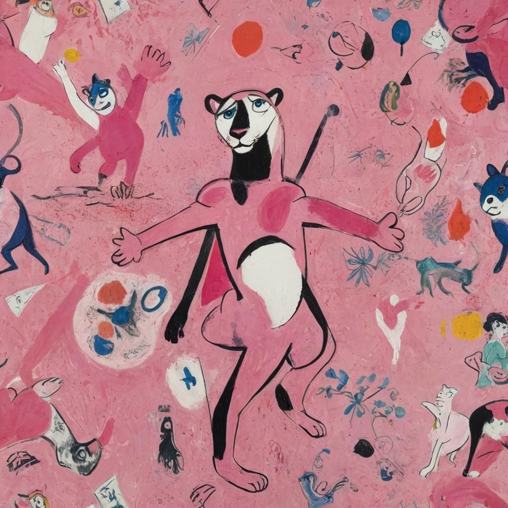 Pink Panther in Abstract Pink Style