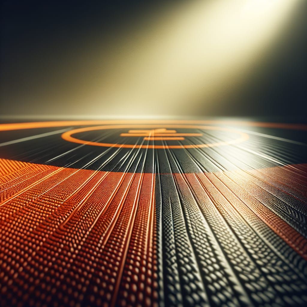Close-Up Wrestling Mat: Orange & Black Low-Angle Shot