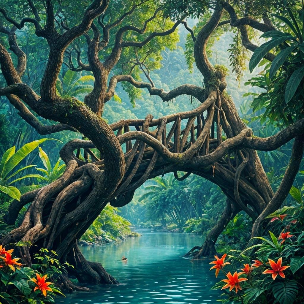 Tropical Jungle Bridge in Organic Architecture