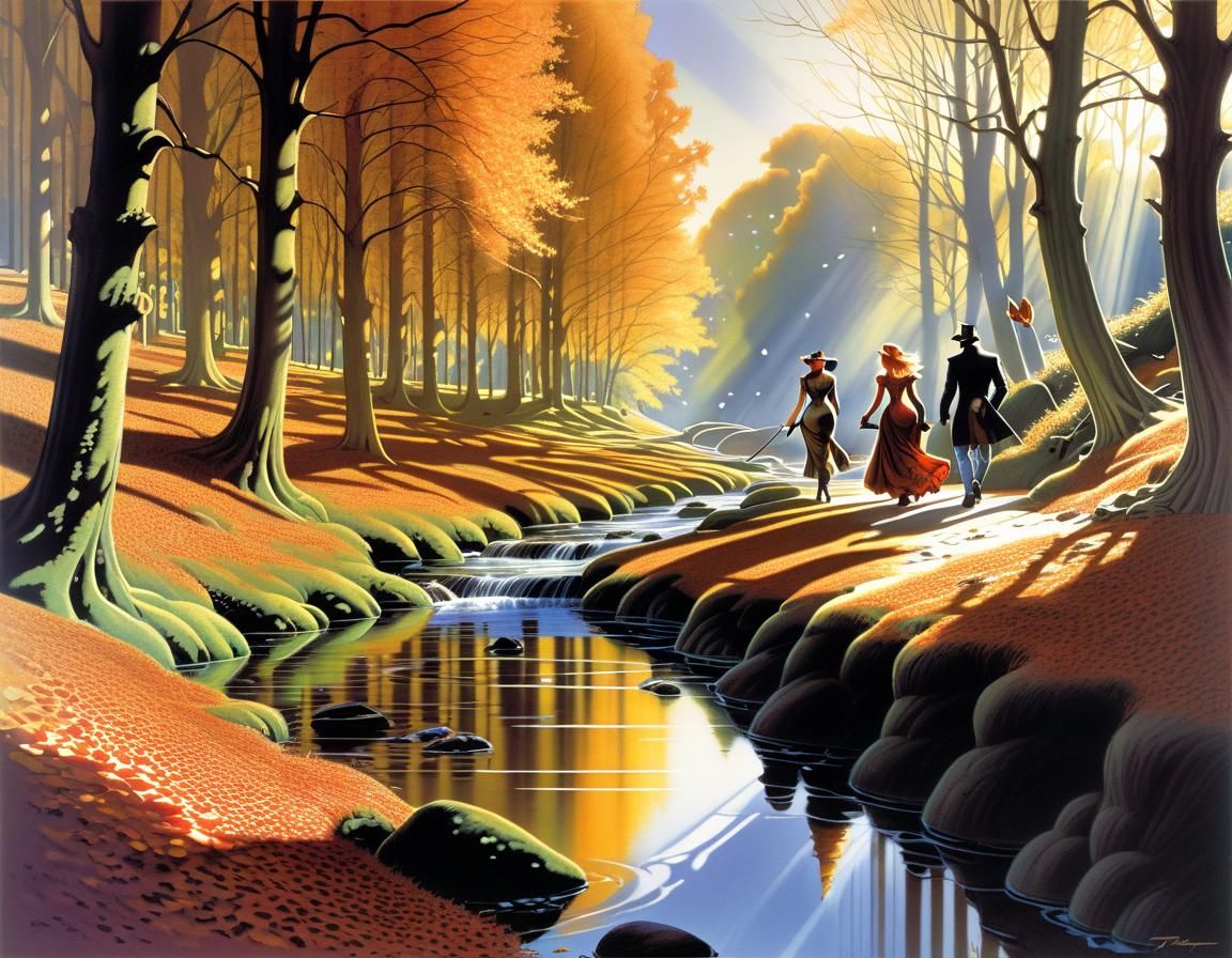 Autumn Forest Walk in Fantasy Art Style