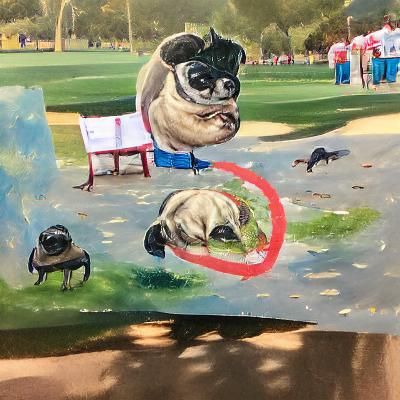 Pug at the Park in Pointillist Style