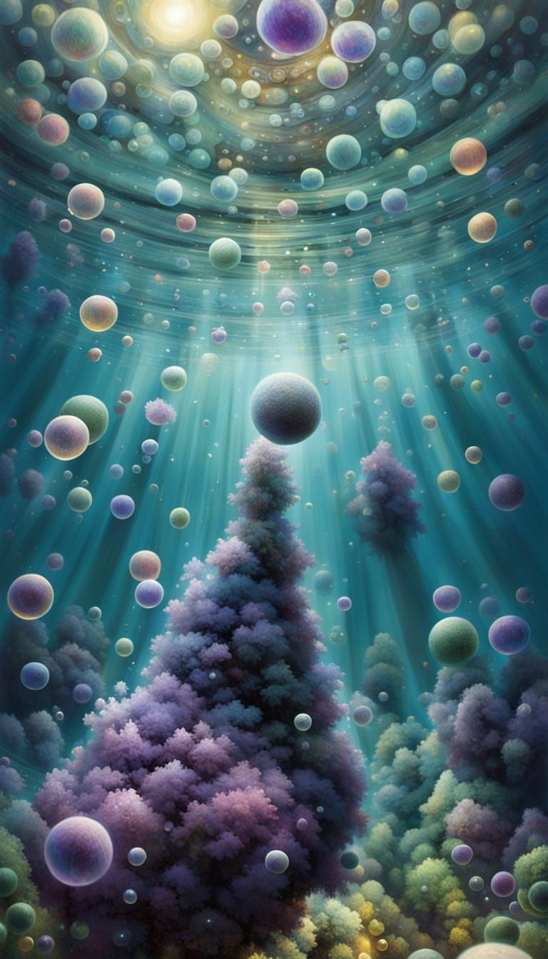 Bubbles Rise to Ethereal Surface in Soft, Dreamlike Abstract...