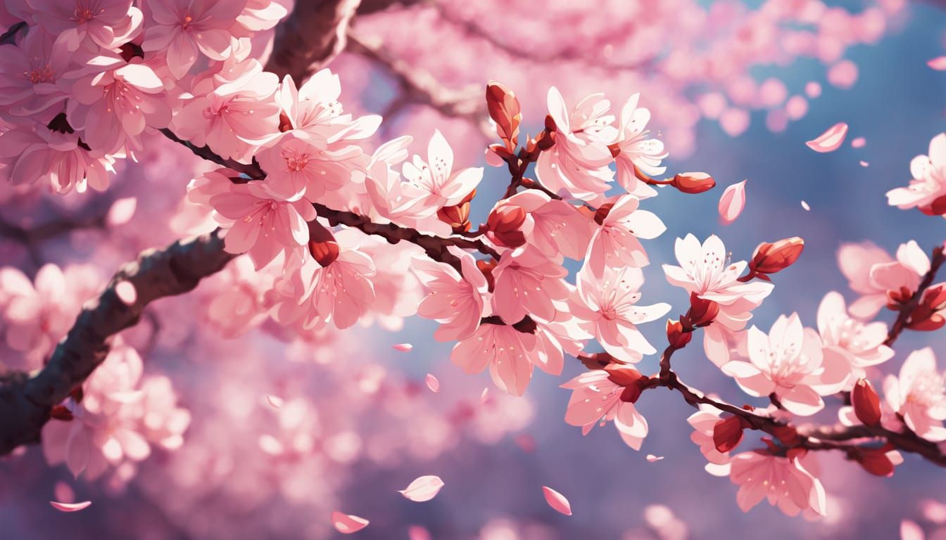 Anime Cherry Blossoms in Manga Style