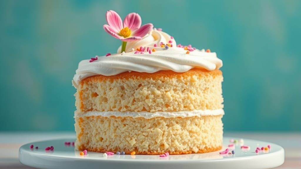 Whimsical Vanilla Cake with Edible Flower