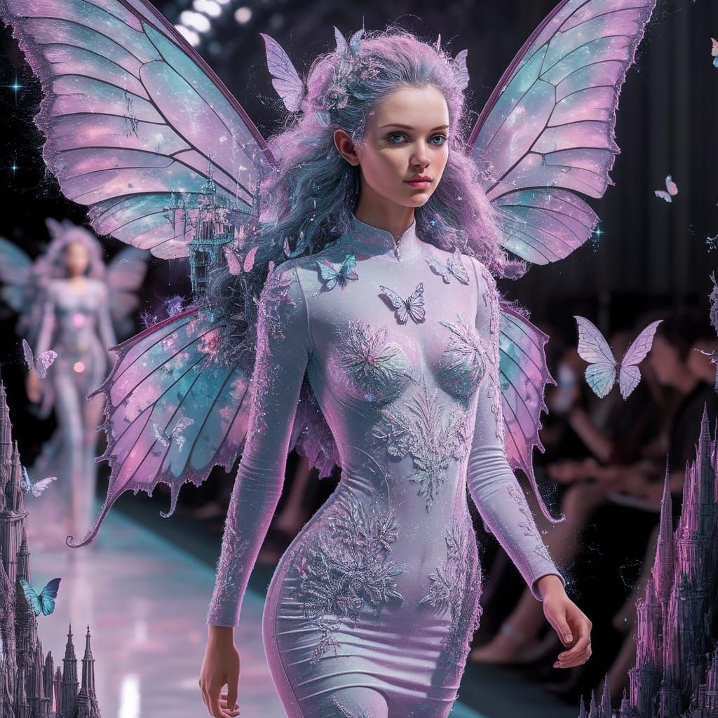 Fairy Woman on Catwalk with Quantum Shininess